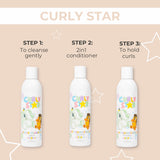 Curly Star Liquid Gel Fragrance Free | Pretty Curly Girl | Curly girl method approved | Vegan curly hair products | Krullen | Krullend haar | Parfumvrije krullen gel voor kinderen | Fragrance free styling gel for kids curls and sensitive scalp | Curly girl approved