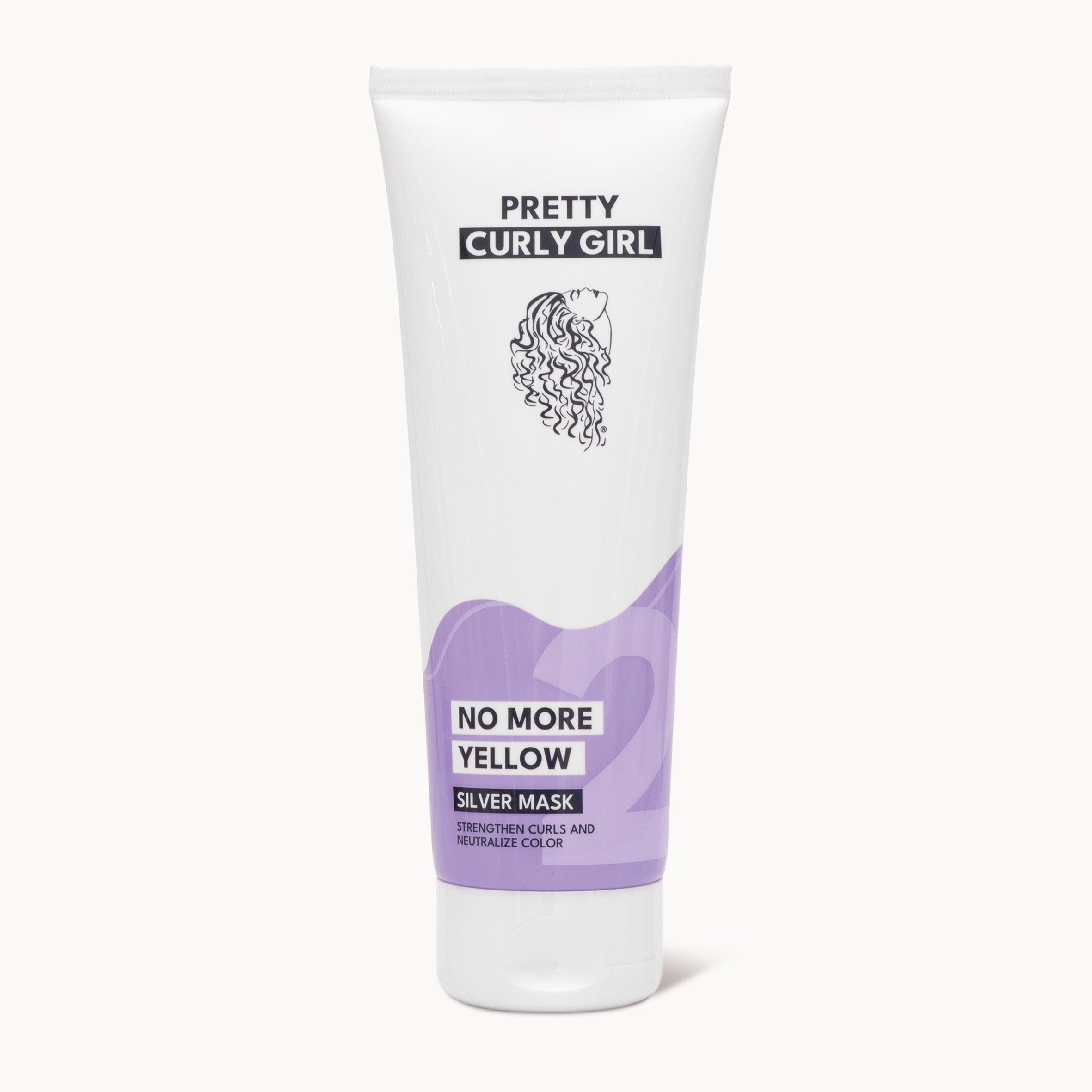 No More Yellow Silver Mask | Pretty Curly Girl | Curly girl method approved | Vegan curly hair products | Krullen | Krullend haar | Silver mask for blonde and grey curls | Haarmasker tegen gele tinten | Curly girl approved